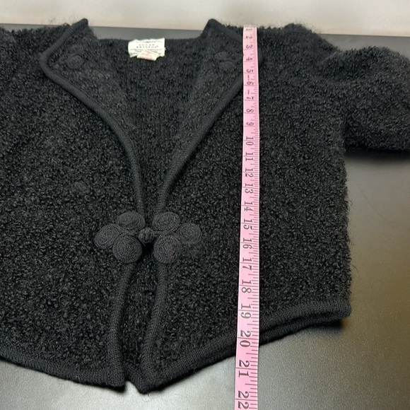 Vtg Susan Bristol Black Mohair Wool Hand Embroidered Cardigan Sweater Jacket S - Picture 11 of 14